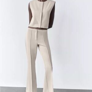 Zara Cropped Vest and Flared Pants Set